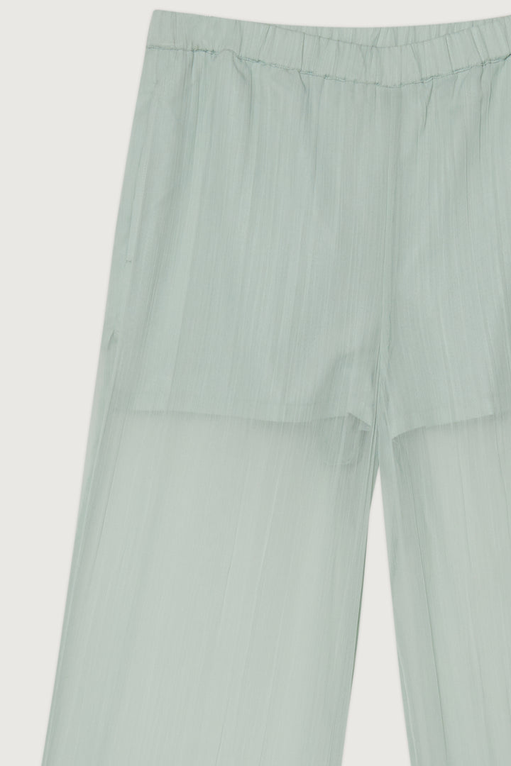 SHEER CRINKLED STRAIGHT LEG PANT in Aqua Grey — alternate angle