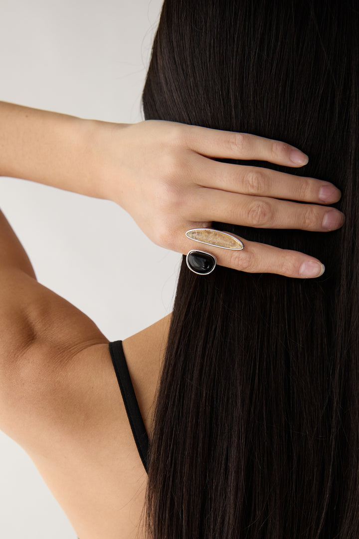 ABSTRACT STONE RING in Silver — alternate angle