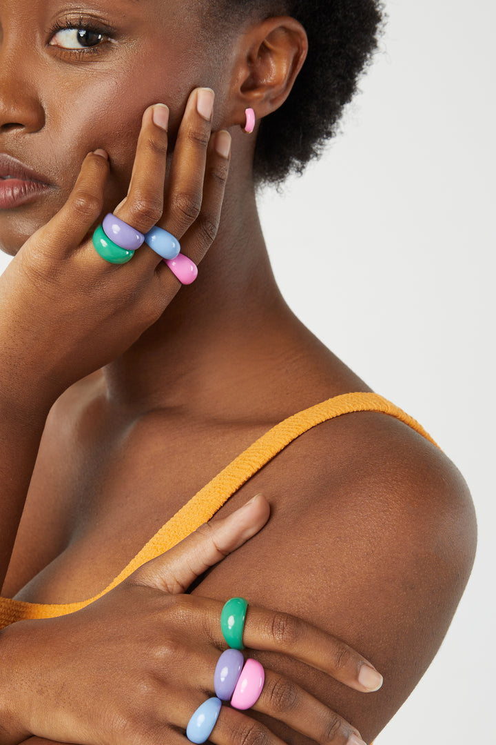 DOME ENAMEL RING in Fuschia Pink — alternate angle