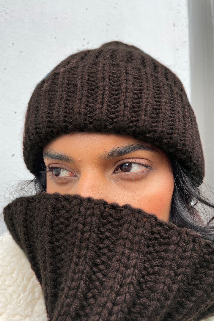 RIBBED NECK GAITER in Coffee Bean — alternate angle