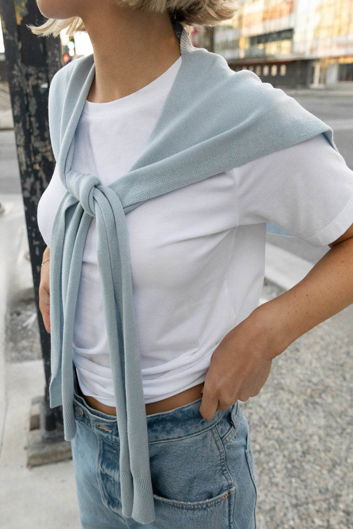 CARDIGAN EFFECT SCARF in Sky Blue — alternate angle