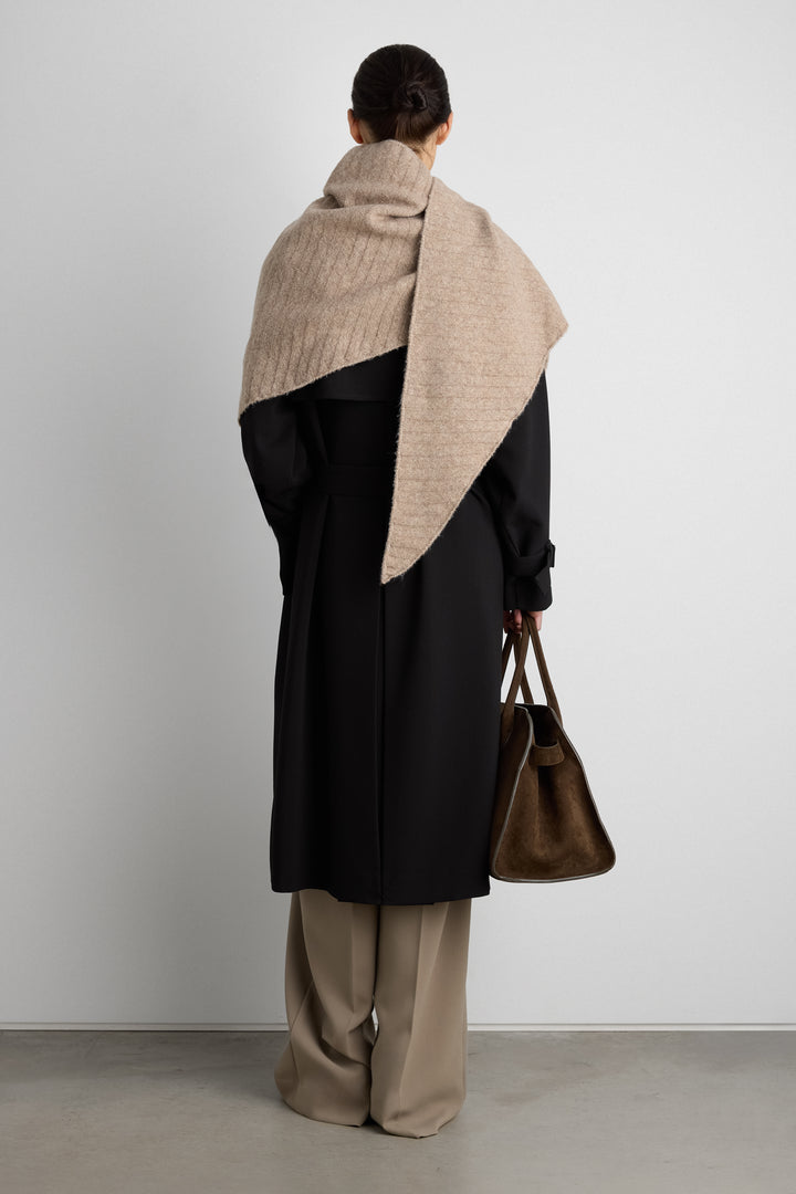 KNIT SHAWL SCARF in Beige — alternate angle