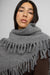 Fringe trim triangle scarf in medium heather grey — main image