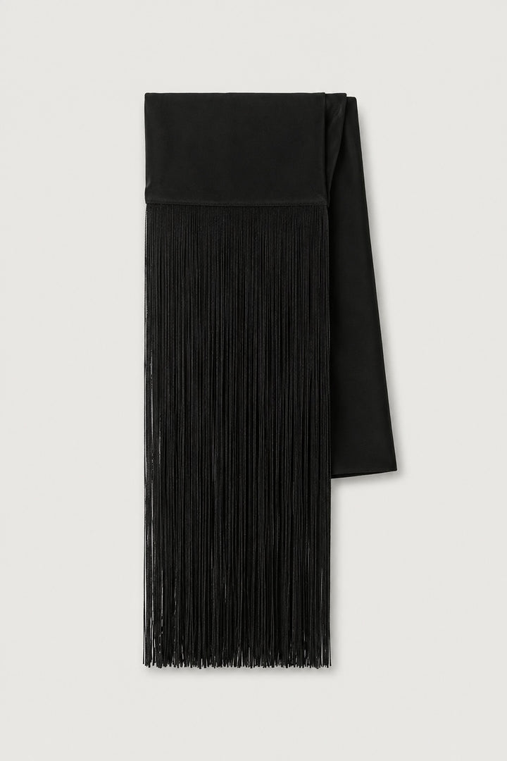 FRINGE SCARF in Black — alternate angle