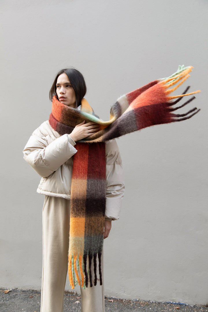 PLAID SCARF in Orange Plaid — alternate angle