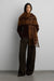 Patterned scarf with tassels in coffee bean plaid — main image