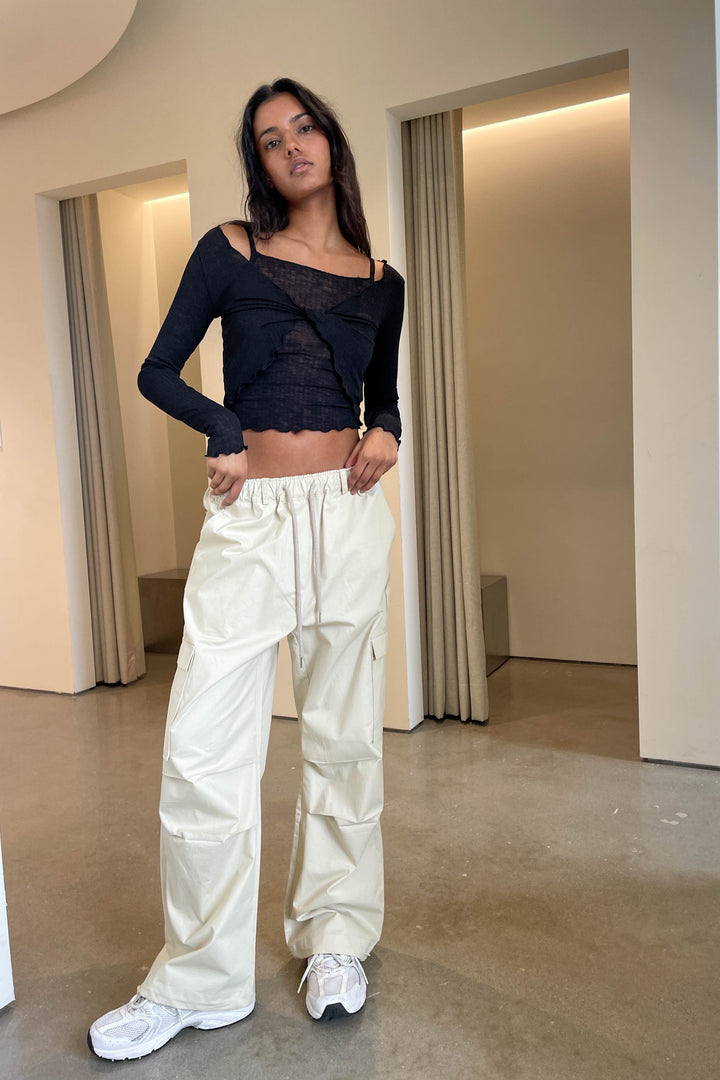 LAYERED CROP TOP in Black — alternate angle