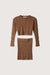 Knit top and mini skirt set in brown — main image