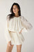 Off the shoulder top and balloon short set in ivory — main image