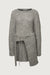 Wool blend sweater and wrap skirt set in light gray — main image