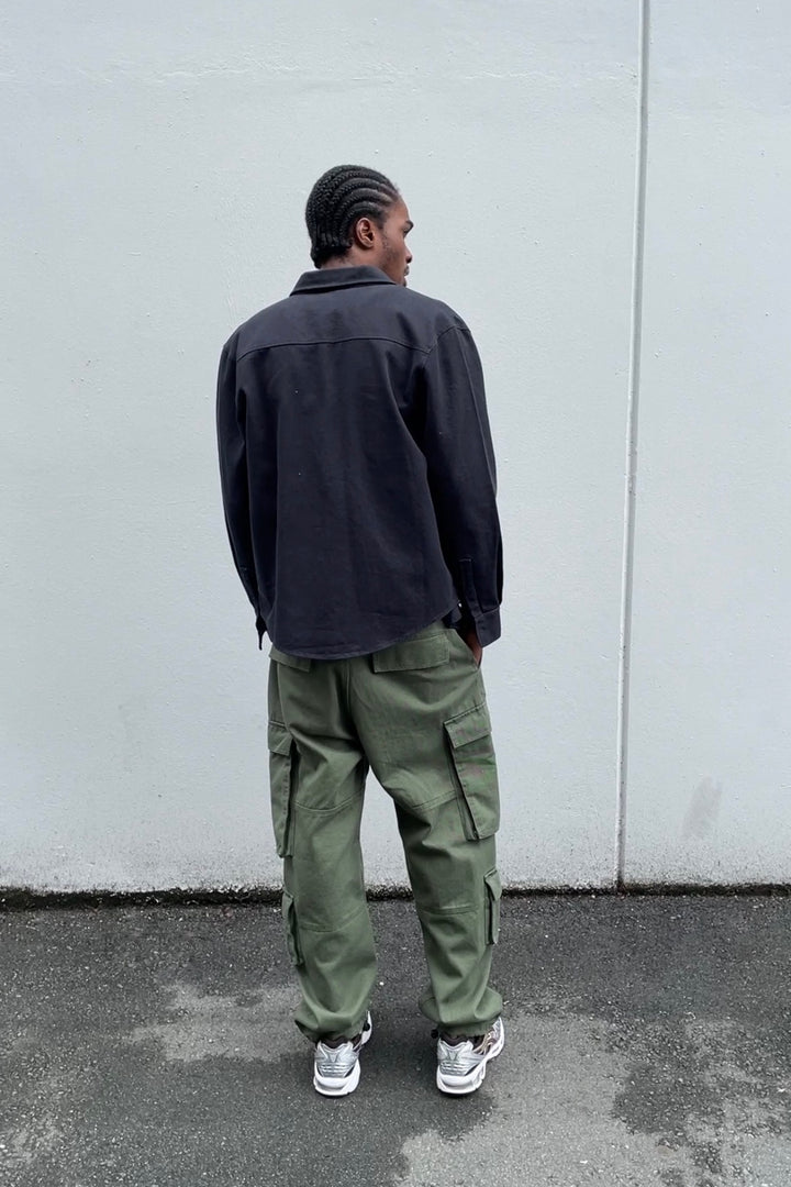 COTTON TWILL SHIRT in Black — alternate angle