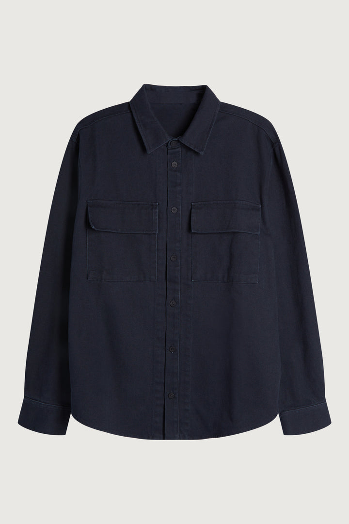 COTTON TWILL SHIRT in Black — alternate angle