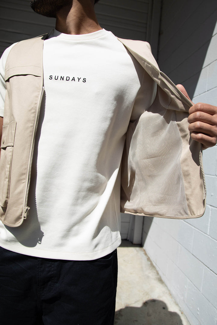 COTTON-TWILL CARGO UTILITY VEST in Trench Coat — alternate angle
