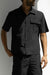 Nylon short sleeve shirt in black — main image