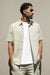 Cotton linen cargo short sleeve shirt in moss grey — main image
