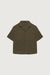 Crinkled short sleeve button up shirt in dark olive — main image