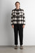 Relaxed flannel button up shirt in black cream plaid — main image