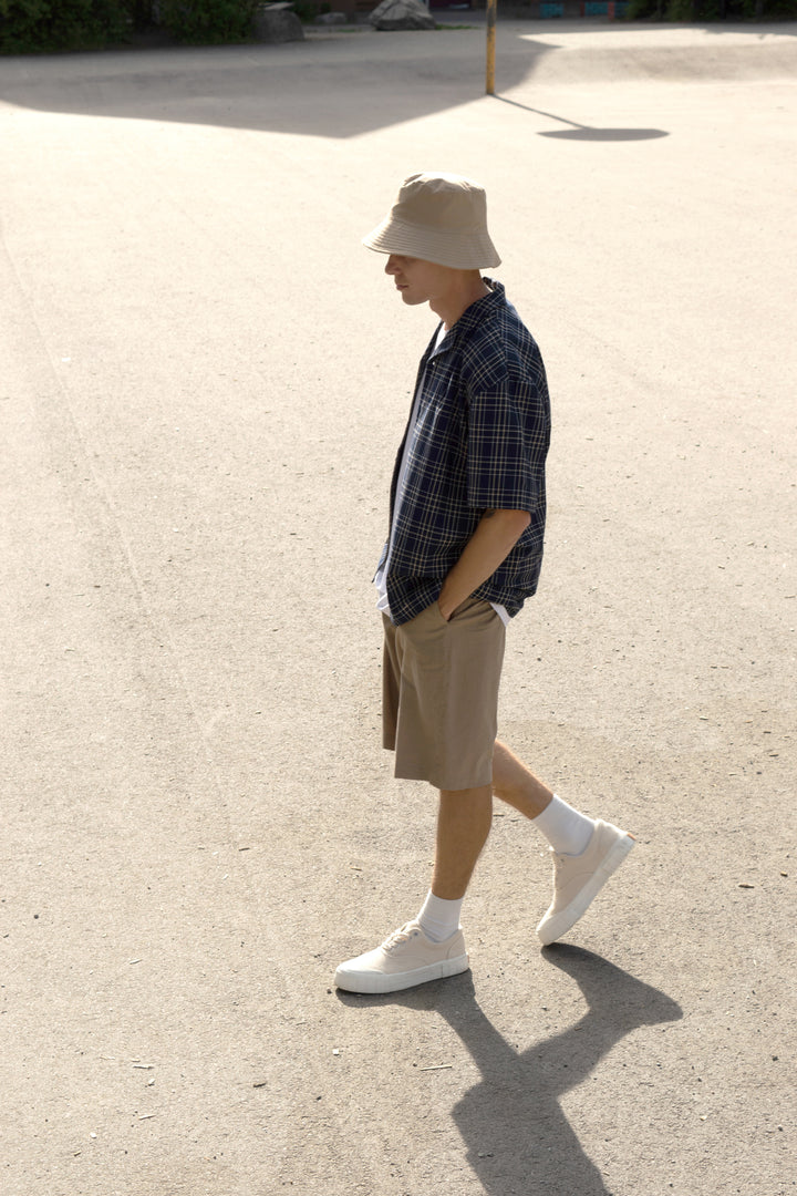 SHORT SLEEVE PLAID SHIRT in Peacoat Plaid A — alternate angle