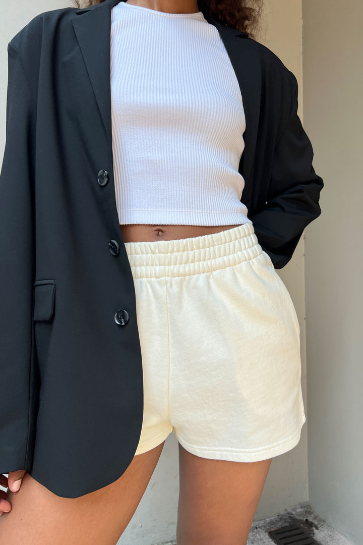 TERRY SHORT in Cream — alternate angle