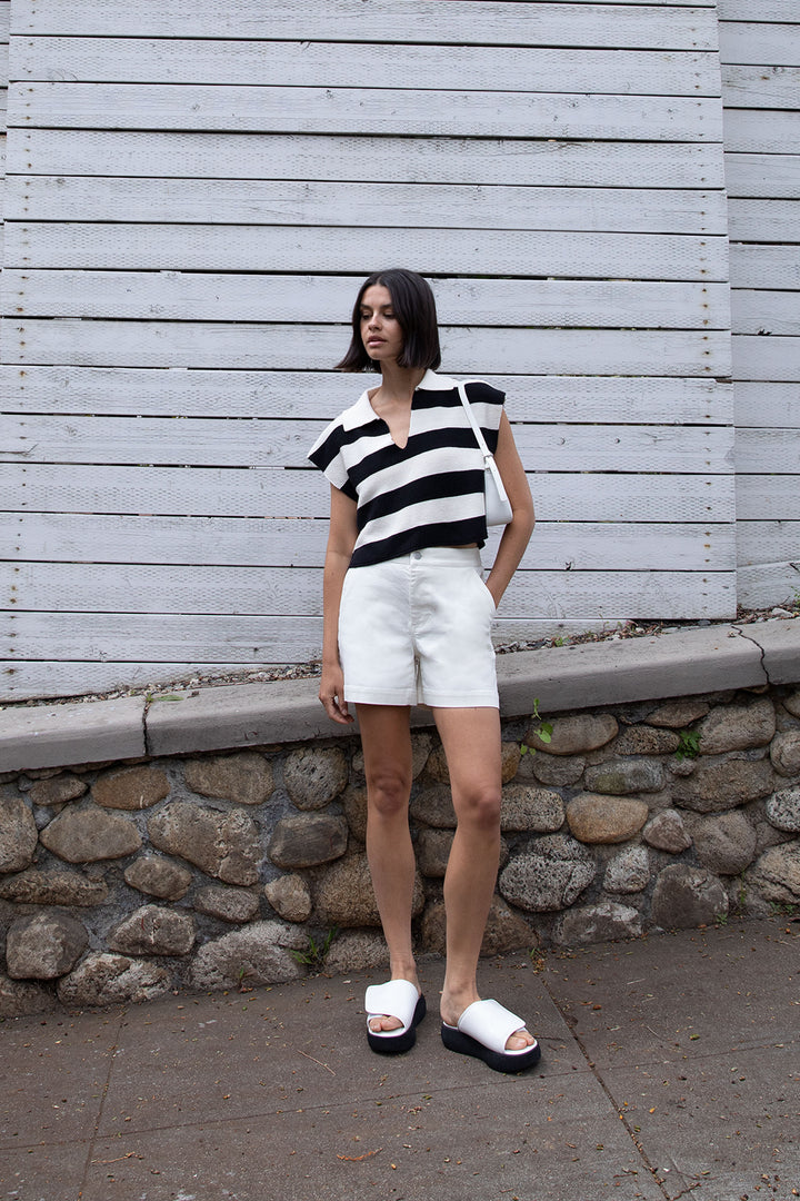 TWILL SHORT in Cream — alternate angle