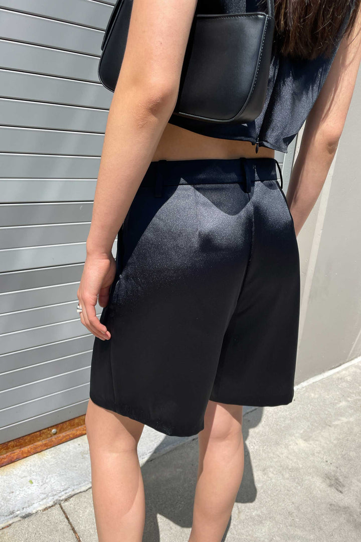 SATIN SHORT in Black — alternate angle