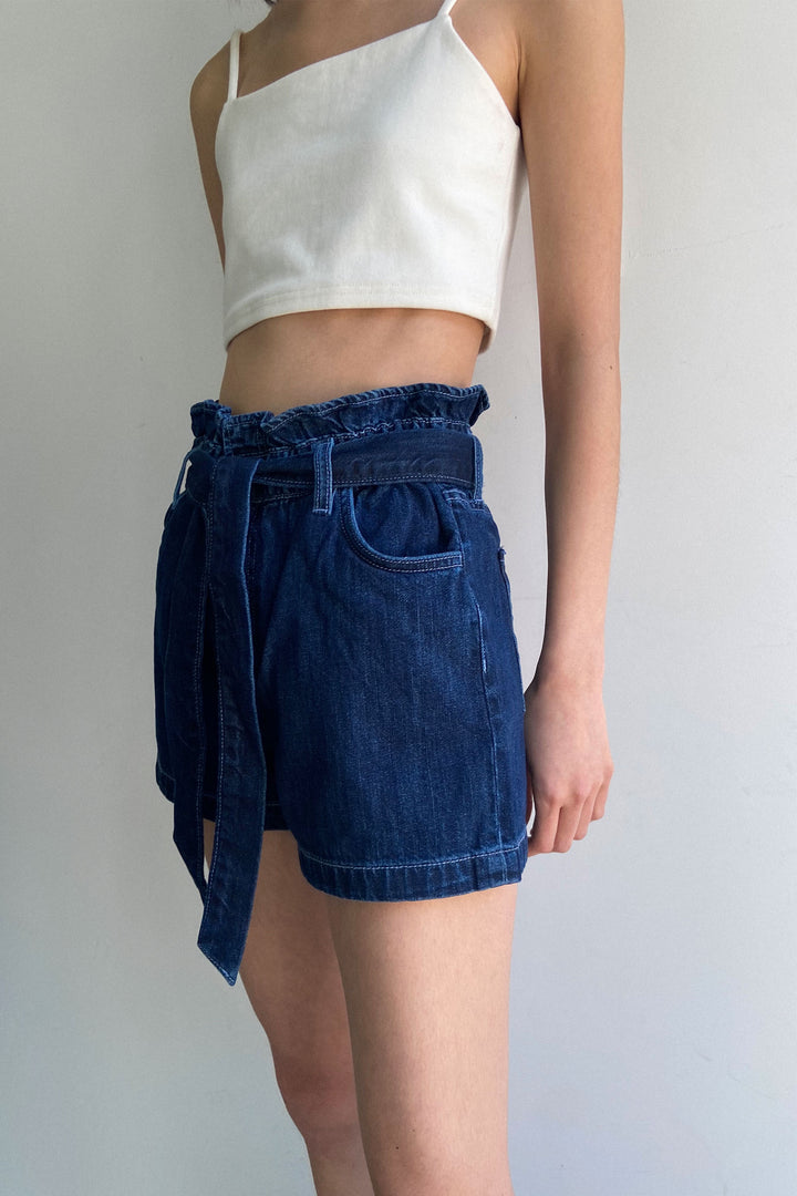 JEAN PAPERBAG SHORT in Classic Wash — alternate angle