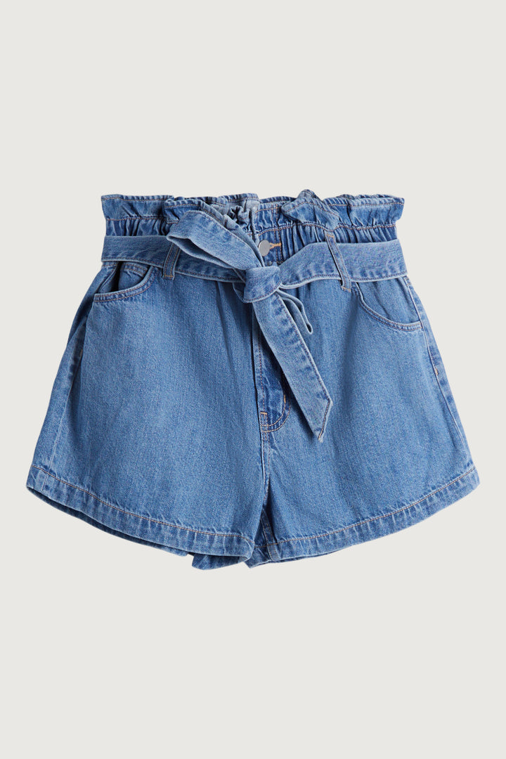 JEAN PAPERBAG SHORT in Light Stone — alternate angle