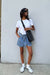 Jean paperbag short in light stone — main image