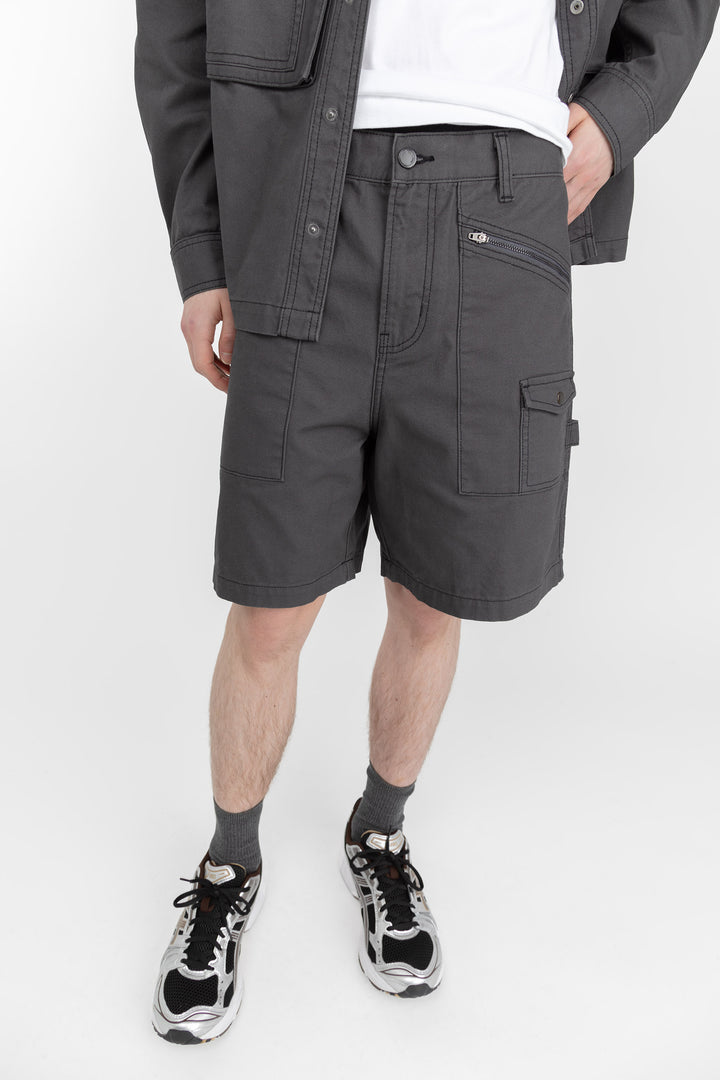 COTTON-TWILL CARGO SHORT in ASPHALT — alternate angle