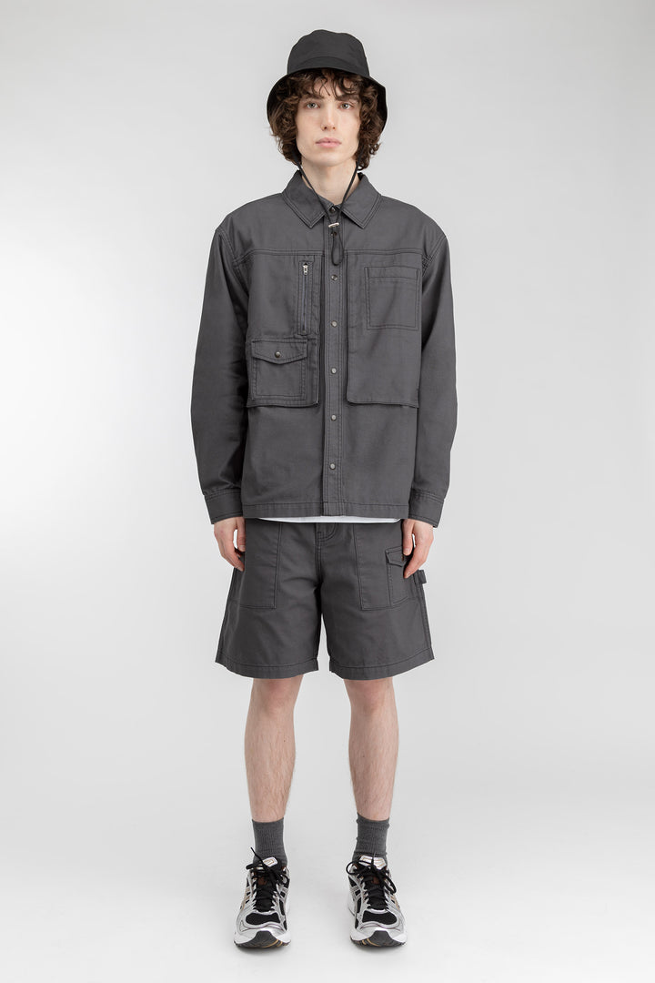 COTTON-TWILL CARGO SHORT in ASPHALT — alternate angle