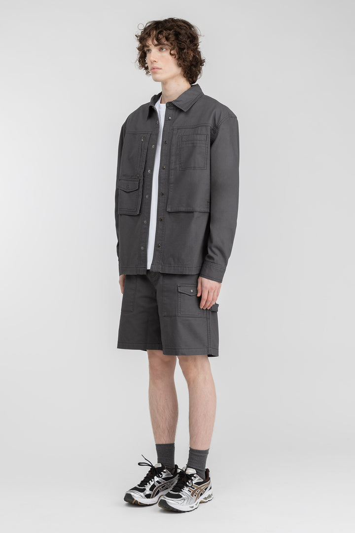 COTTON-TWILL CARGO SHORT in ASPHALT — alternate angle