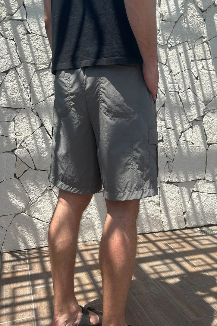 NYLON TRACK SHORT in GARGOYLE — alternate angle