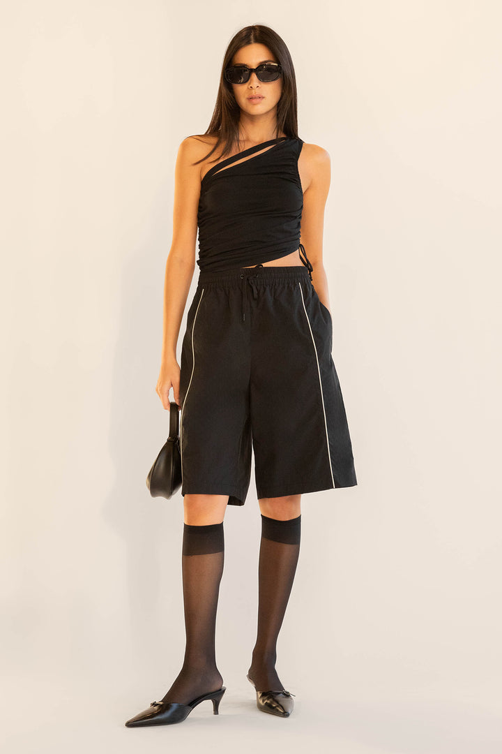 NYLON TRACK SHORT in Black — alternate angle