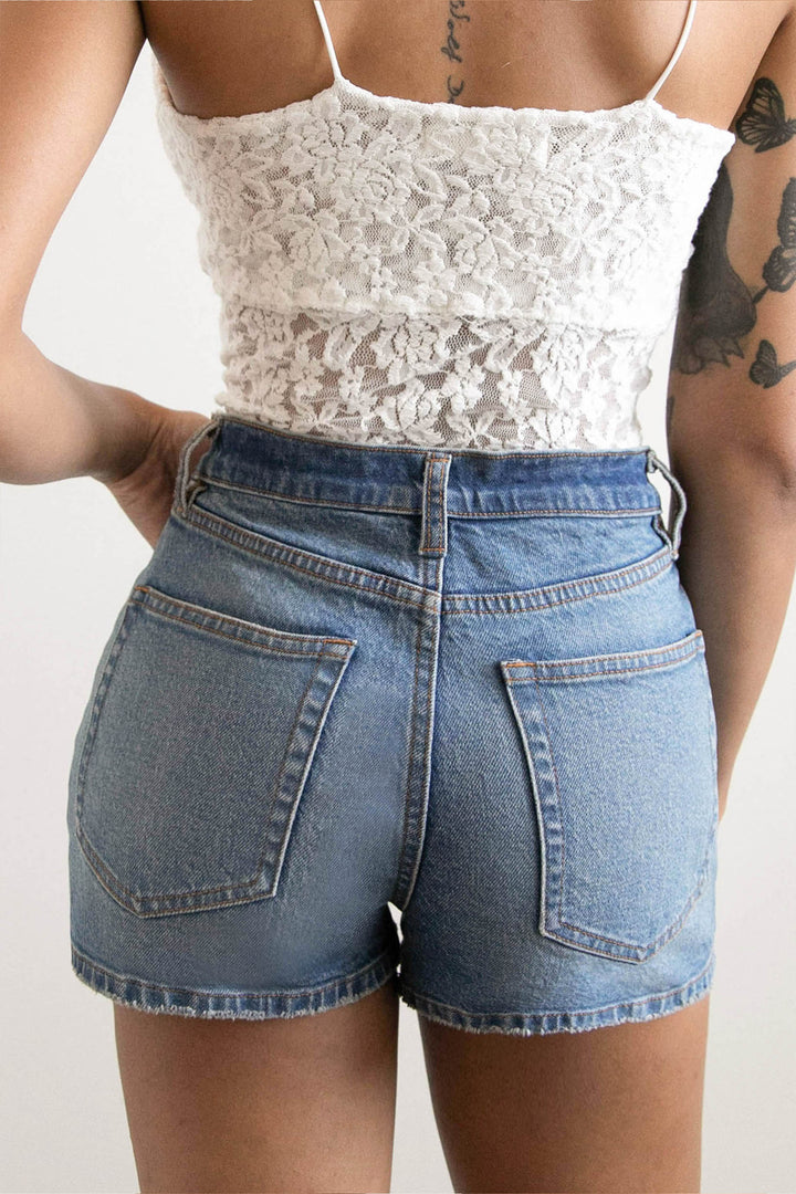 DENIM MICRO SHORT in Vintage Blue — alternate angle