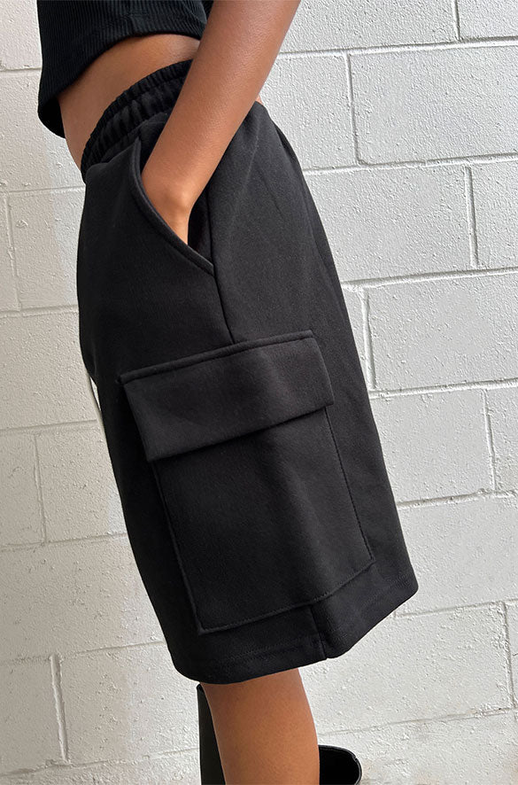 COTTON SHORT in Black — alternate angle