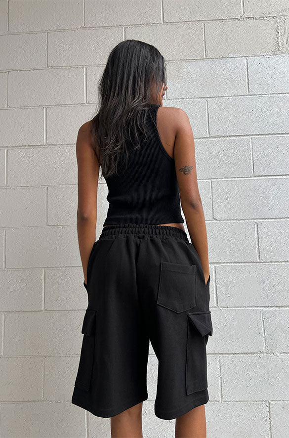 COTTON SHORT in Black — alternate angle