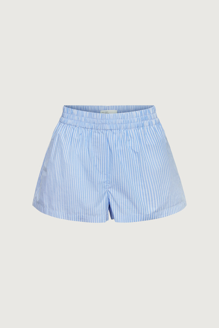 STRIPED COTTON POPLIN BOXER SHORT in Azurine Blue Stripe — alternate angle