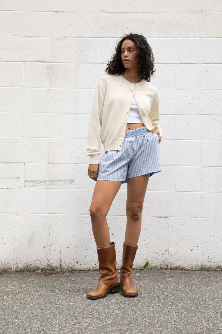 PINSTRIPE BOXER SHORT in Navy — alternate angle