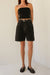 Denim shorts with leather belt in black — main image