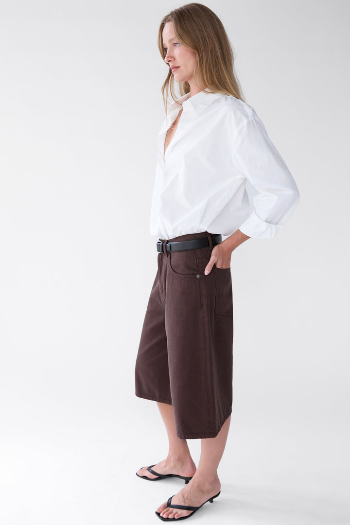 TWILL DENIM JORT in Brown — alternate angle
