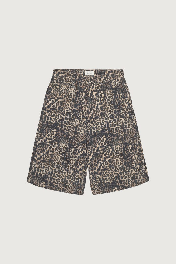TWILL DENIM JORT in Leopard — alternate angle