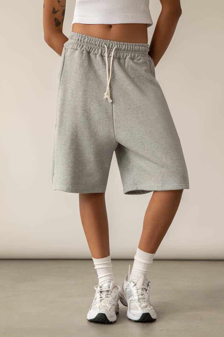 OVERSIZED SWEATSHORTS in Stone Grey — alternate angle