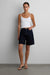 Denim jort with drawstring waist in raw indigo — main image
