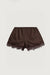 Satin short with lace hem in brown — main image