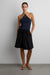 Pleated wide leg cullote short in black — main image