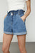 Paperbag jean short in medium wash — main image