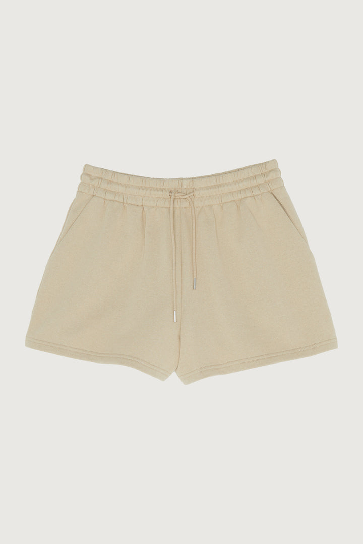 COTTON BLEND TERRY SHORT in Beige — alternate angle