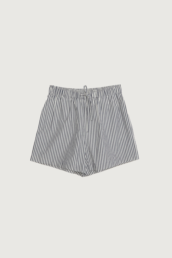 COTTON POPLIN STRIPED SHORT in Navy Tofu — alternate angle