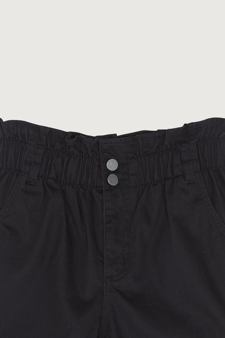 PAPER BAG DENIM SHORTS in Black — alternate angle