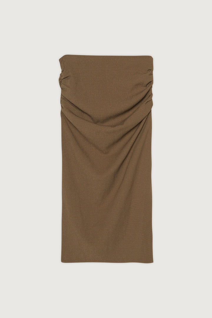TEXTURED MIDI SKIRT WITH RUCHING